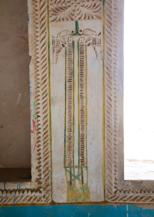 Gypsum decoration of guns in a farasani house, Red Sea, Farasan, Saudi Arabia