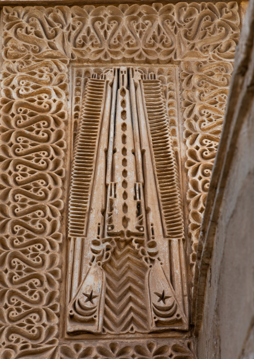 Gypsum decoration of guns in a farasani house, Red Sea, Farasan, Saudi Arabia