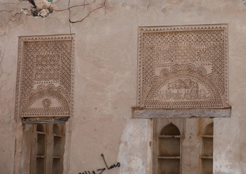 Doorway gypsum decoration of a farasani house, Red Sea, Farasan, Saudi Arabia