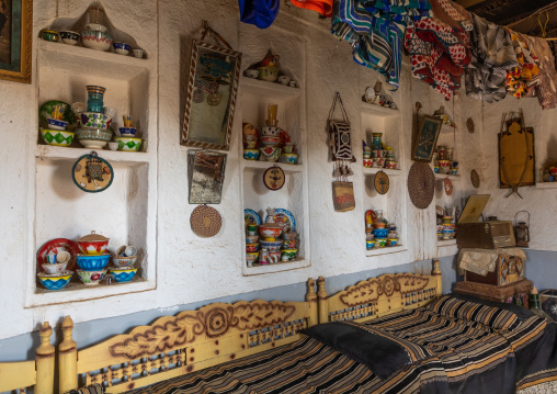 Decorated majlis in an old farasani house, Red Sea, Farasan, Saudi Arabia