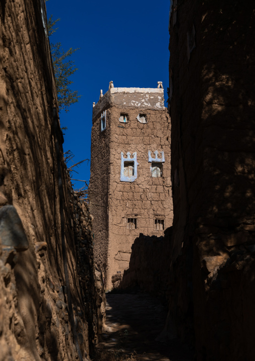 Traditional old mud house, Asir province, Dhahran Al Janub, Saudi Arabia