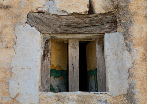 Wooden window of an old house, Asir province, Abha, Saudi Arabia