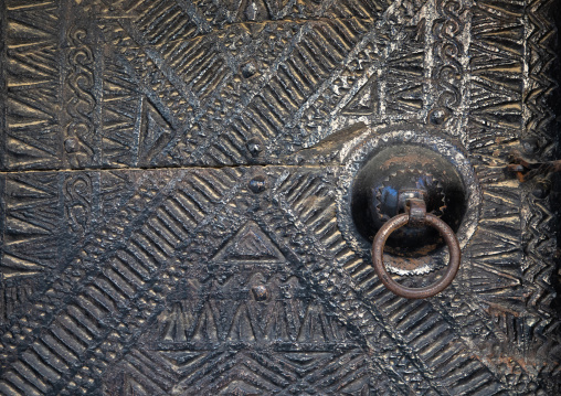 Detail of an old wooden door, Asir province, Abha, Saudi Arabia