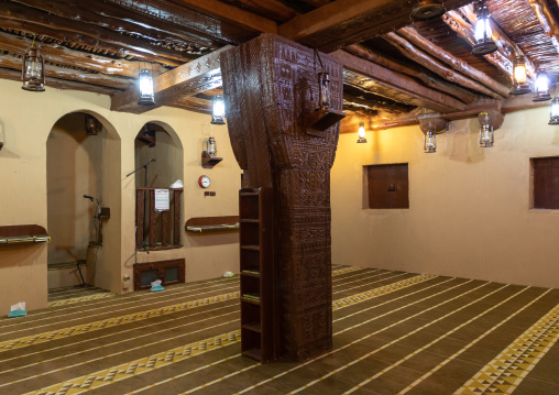 Old pillar mosque in heritage village, Asir province, Al Olayan, Saudi Arabia