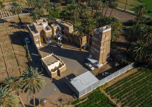 Aerial view of a traditional old mud house, Najran Province, Najran, Saudi Arabia