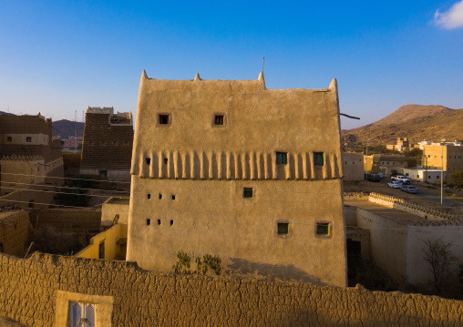 Traditional old mud house, Asir province, Ahad Rufaidah, Saudi Arabia