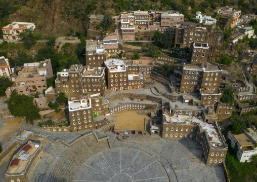 Rijal Almaa heritage village aerial view, Asir province, Rijal Alma, Saudi Arabia