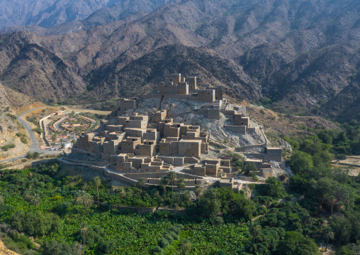 Dhee Ayn marble village aerial view, Al-Bahah region, Al Mukhwah, Saudi Arabia