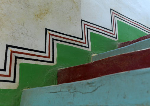 Al-qatt al-asiri traditionally female interior wall decoration in a house, Rijal Almaa Province, Rijal Alma, Saudi Arabia