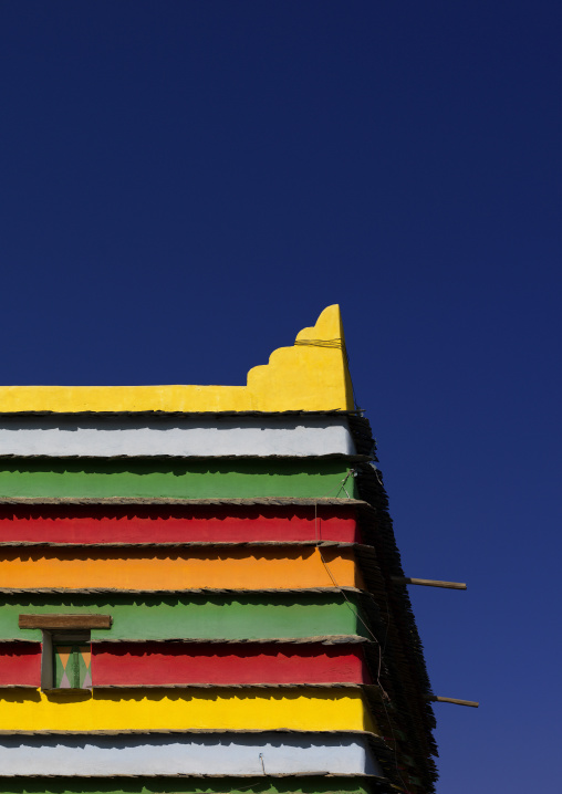 Bin hamsan house multicolored walls, Asir province, Khamis Mushait, Saudi Arabia