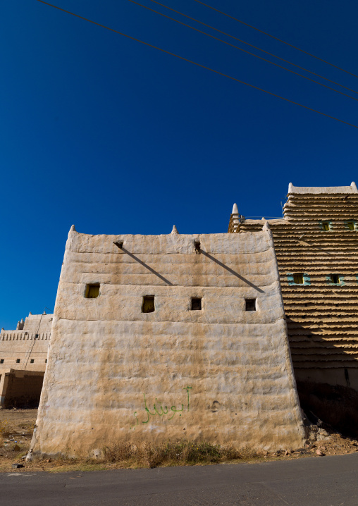 Traditional clay and silt homes in a village, Asir Province, Ahad Rafidah, Saudi Arabia