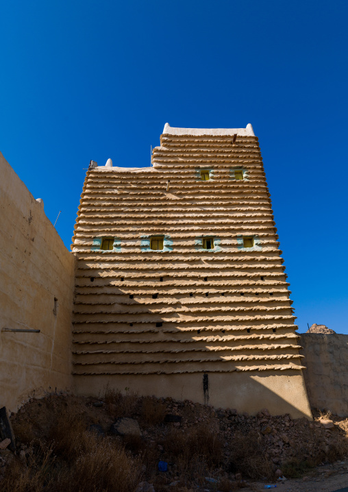 Traditional clay and silt homes in a village, Asir Province, Ahad Rafidah, Saudi Arabia