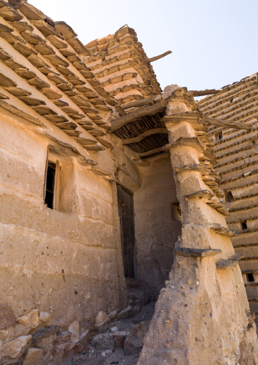 Traditional clay and silt homes in a village, Asir Province, Ahad Rafidah, Saudi Arabia