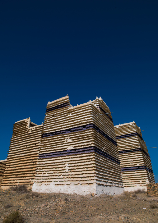 Traditional clay and silt homes in a village, Asir Province, Al Osran, Saudi Arabia