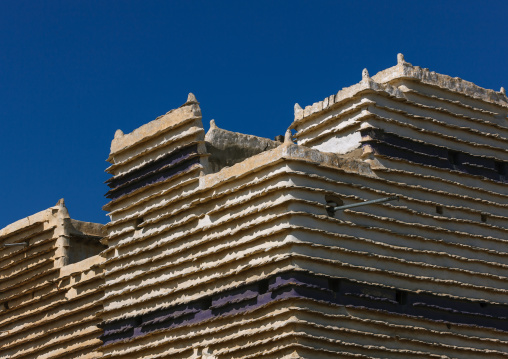 Traditional clay and silt homes in a village, Asir province, Sarat Abidah, Saudi Arabia