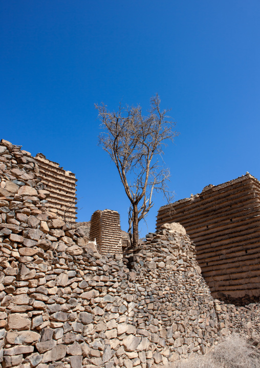 Traditional clay and silt homes in a village, Asir province, Sarat Abidah, Saudi Arabia