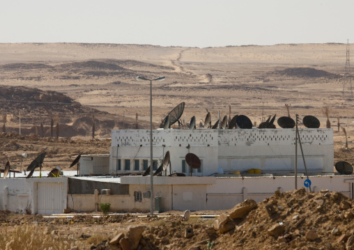 Satelitte dishes on roof houses, Al-Jawf Province, Sakaka, Saudi Arabia