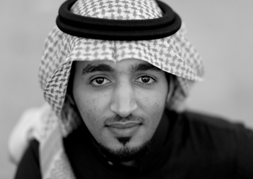 Portrait of a saudi man wearing a keffiyeh, Al-Jawf Province, Sakaka, Saudi Arabia