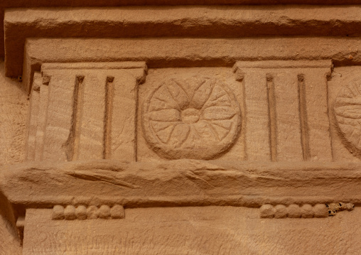 Top of a nabataean tomb in madain saleh archaeologic site, Al Madinah Province, Al-Ula, Saudi Arabia