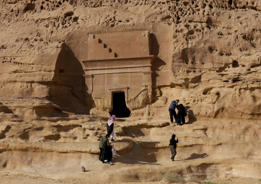 Nabataean tomb in al-Hijr archaeological site in Madain Saleh, Al Madinah Province, Alula, Saudi Arabia