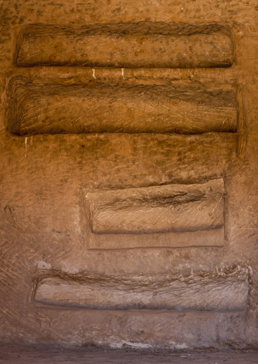 Inside a nabataean tomb in al-Hijr archaeological site in Madain Saleh, Al Madinah Province, Alula, Saudi Arabia