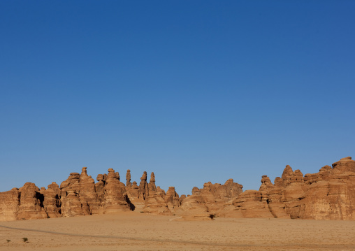 Rocky landscape of Madain Saleh, Al Madinah Province, Alula, Saudi Arabia