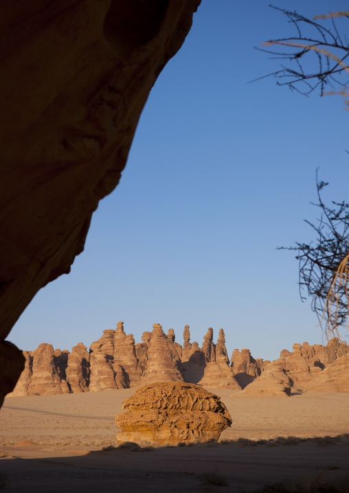 Rocky landscape of Madain Saleh, Al Madinah Province, Alula, Saudi Arabia