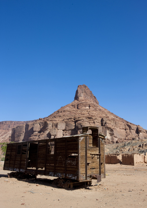 Old wagoon from hijaz railway, Al Madinah Province, Alula, Saudi Arabia