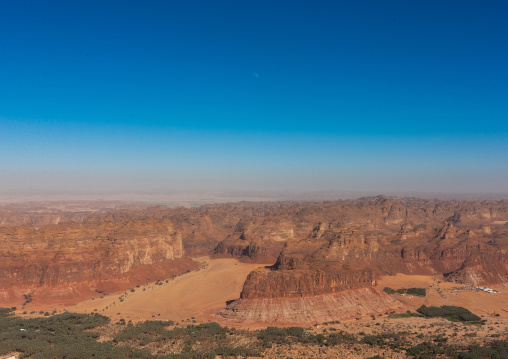 Elevated view of al-ula town and oasis, Al Madinah Province, Al-Ula, Saudi Arabia