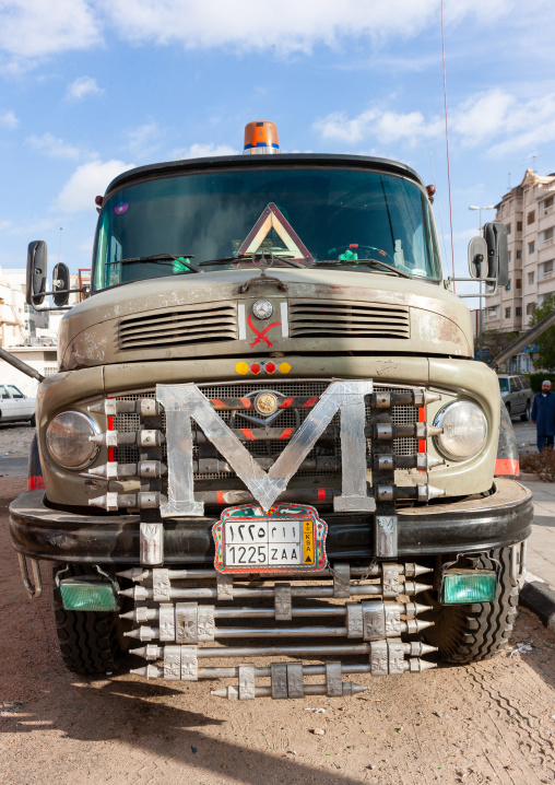 Decorated truck in the street, Makkah province, Taif, Saudi Arabia