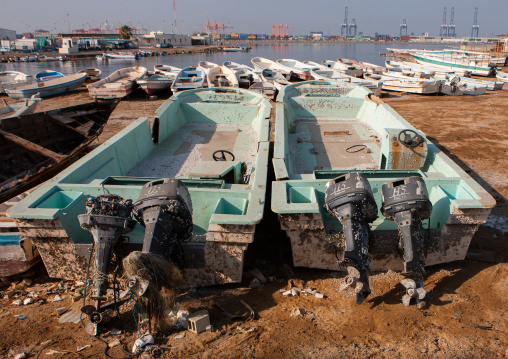 Fishermen boats in the harbor, Hijaz Tihamah region, Jeddah, Saudi Arabia