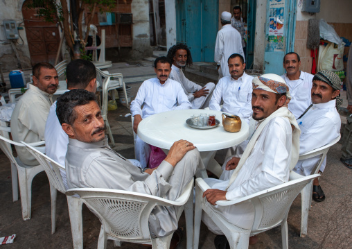 Men having a rest in a local cafe, Hijaz Tihamah region, Jeddah, Saudi Arabia