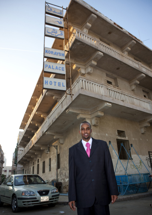 Saudi refugee man in suits in Al Balad, Mecca province, Jeddah, Saudi Arabia