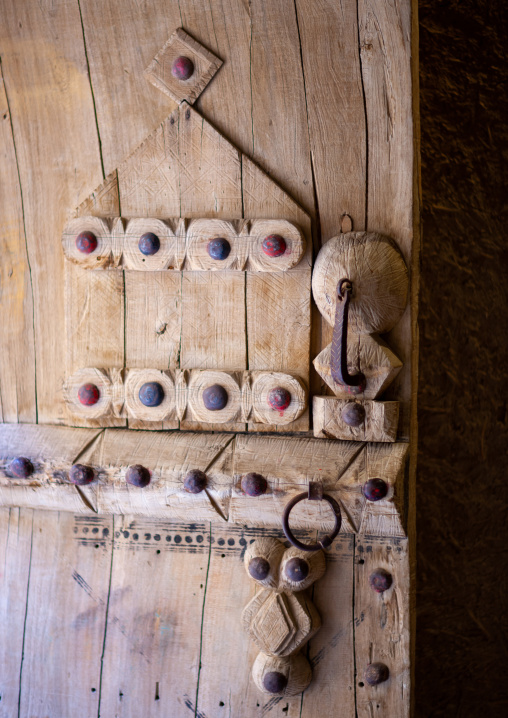 Old wooden door in al masmak castle, Riyadh Province, Riyadh, Saudi Arabia