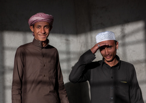 Portrait of two saudi men, Al-Sarawat, Fifa Mountains, Saudi Arabia