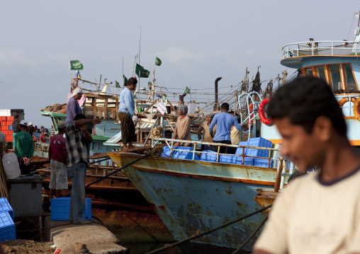 Fishermen boats in the port, Jizan Province, Jizan, Saudi Arabia