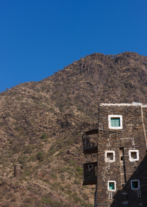 Rijal alma traditional village with typical aseeri architecture, Rijal Almaa Province, Rijal Alma, Saudi Arabia