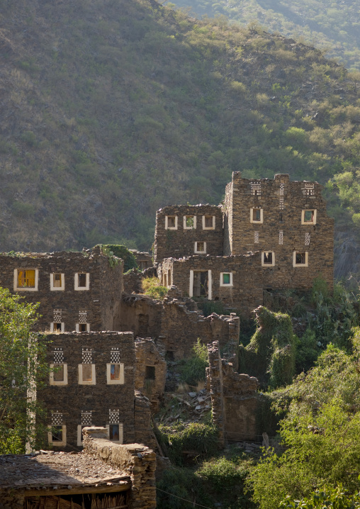 Multi-storey houses made of stones, Rijal Almaa Province, Rijal Alma, Saudi Arabia