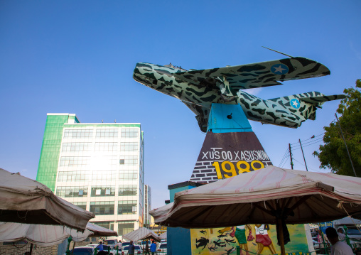 MIG monument commemorating somaliland's breakaway from the rest of Somalia during the 80s, Woqooyi Galbeed region, Hargeisa, Somaliland