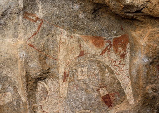 Laas Geel Rock Art Caves, Paintings Depicting Cows And Human Beings, Hargeisa, Somaliland