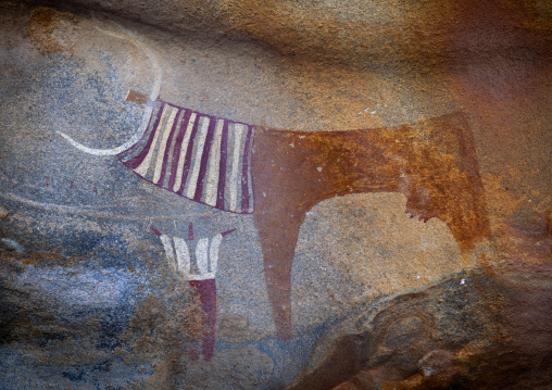 Laas Geel Rock Art Caves, Paintings Depicting Cows And Human Beings, Hargeisa, Somaliland