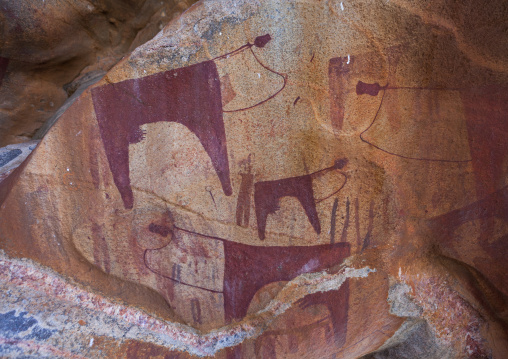 Laas geel rock art caves with paintings depicting cows, Woqooyi Galbeed region, Hargeisa, Somaliland