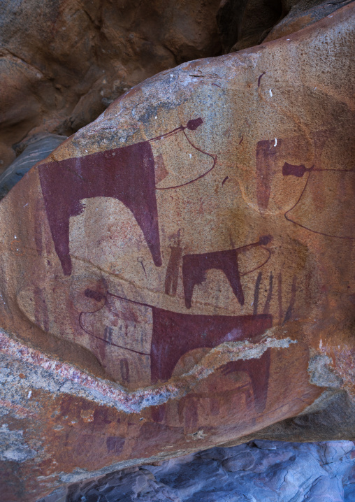 Laas geel rock art caves with paintings depicting cows, Woqooyi Galbeed region, Hargeisa, Somaliland