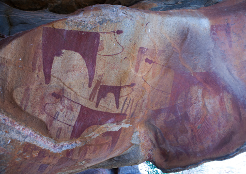 Laas geel rock art caves with paintings depicting cows, Woqooyi Galbeed region, Hargeisa, Somaliland