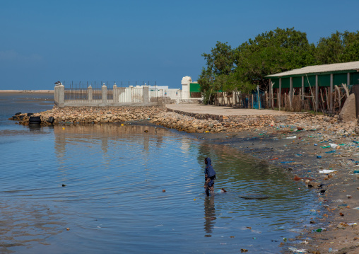 Somali woman having a bath in the red sea, North-Western province, Berbera, Somaliland