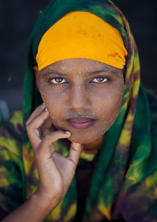 Portrait Of A Teenage Girl Wearing Qasil On Her Face, Berbera, Somaliland