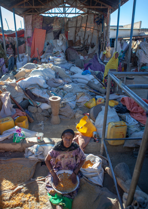 Somali woman in the grain market, Woqooyi Galbeed region, Hargeisa, Somaliland