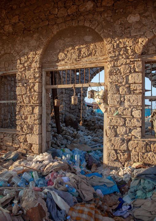 Ruins of a house in the old town after the somalian civil war, Awdal region, Zeila, Somaliland