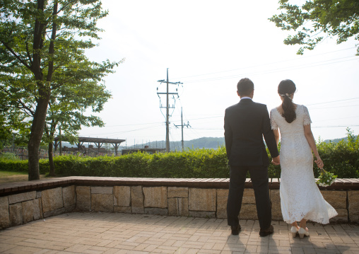 North korean defector joseph park with his south korean fiancee juyeon on the north and south korea border, Sudogwon, Paju, South korea