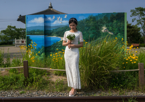 South korean woman called juyeon on the north and south korea border, Sudogwon, Paju, South korea